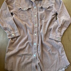 ZARA Corduroy Long Jacket Shacket Fringe Hem Button Front Girls 13–14 Women's XS